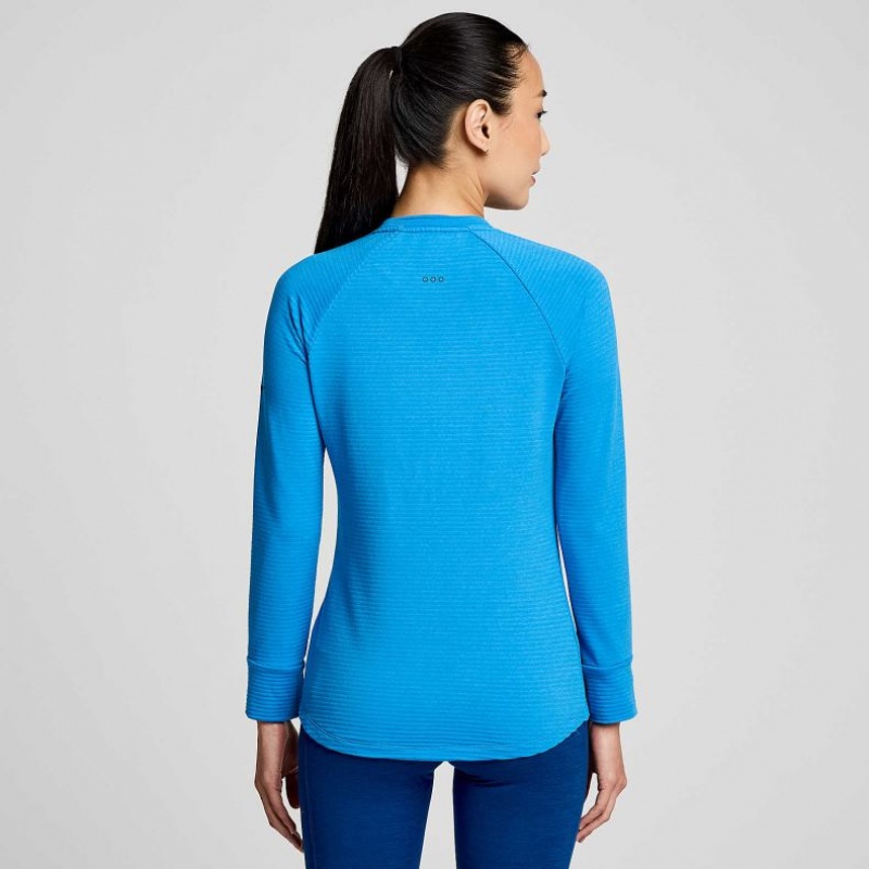 Blue Women's Saucony Triumph 3D Crew Sweatshirt | SINGAPORE-VCASX