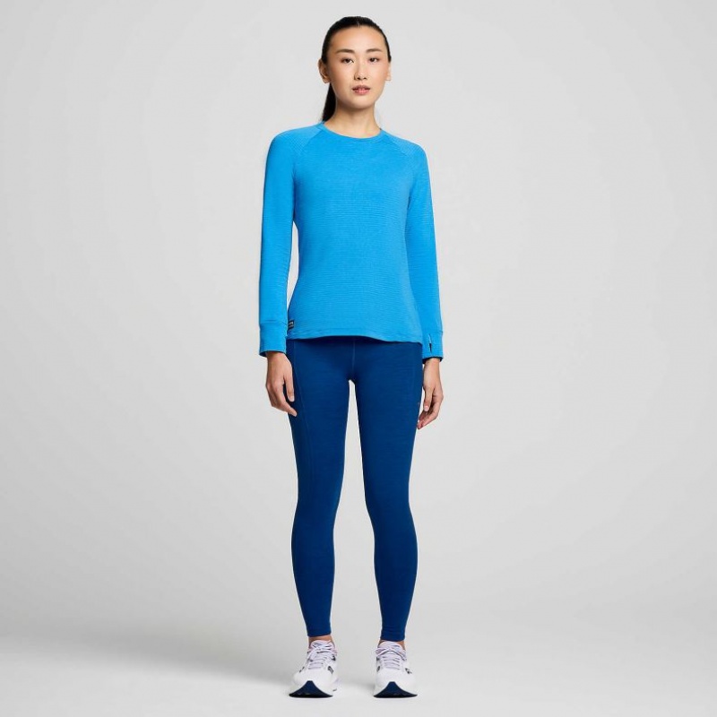 Blue Women's Saucony Triumph 3D Crew Sweatshirt | SINGAPORE-VCASX