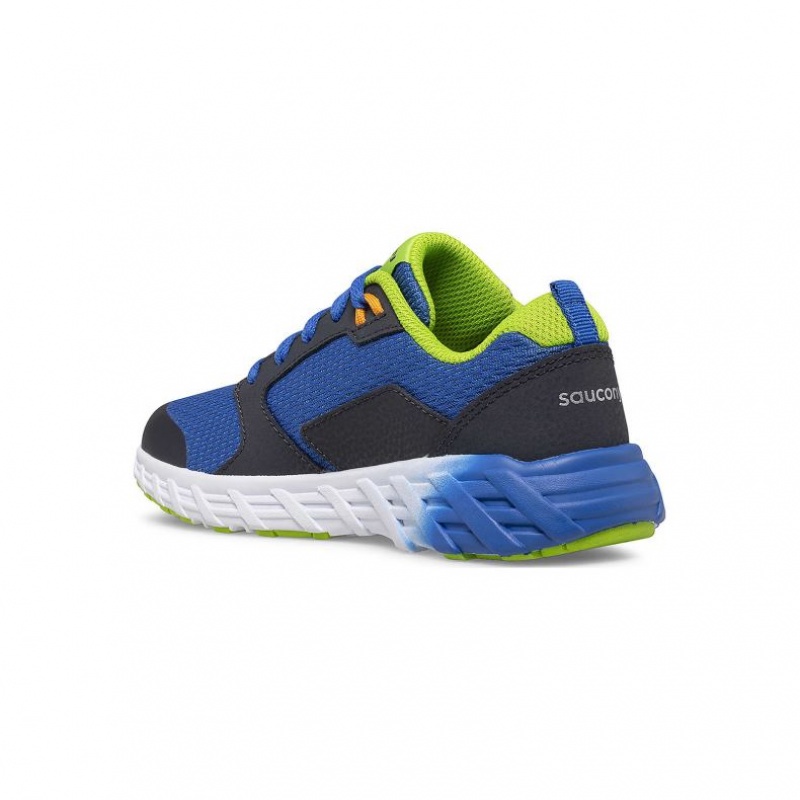 Blue / Green Big Kids' Saucony Wind 2.0 Lace Sneakers | SINGAPORE-XWPJM