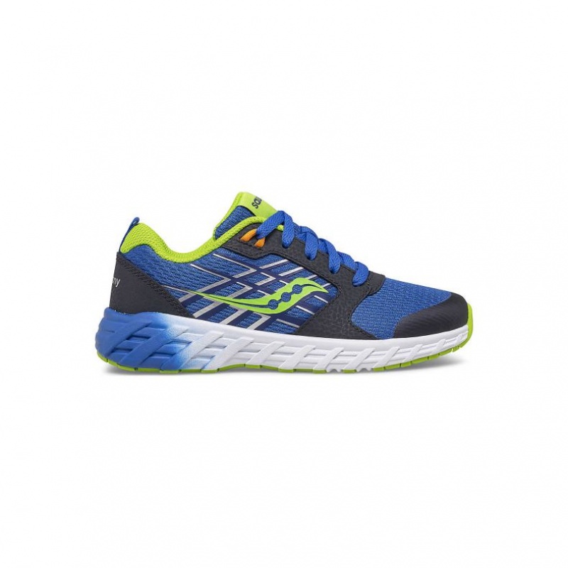 Blue / Green Big Kids\' Saucony Wind 2.0 Lace Sneakers | SINGAPORE-XWPJM