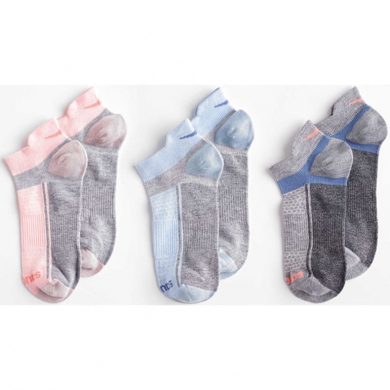 Blue / Pink / Grey Women's Saucony Inferno Liteweight 3-Pack Socks | SINGAPORE-WCULB