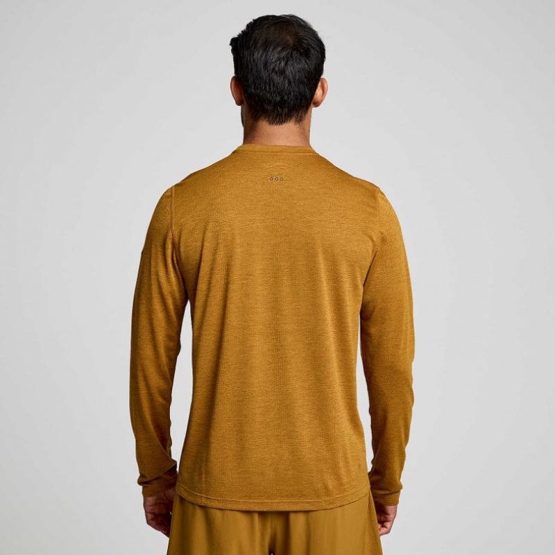 Brown Men's Saucony Stopwatch Long Sleeve T-Shirt | SG-IPFES