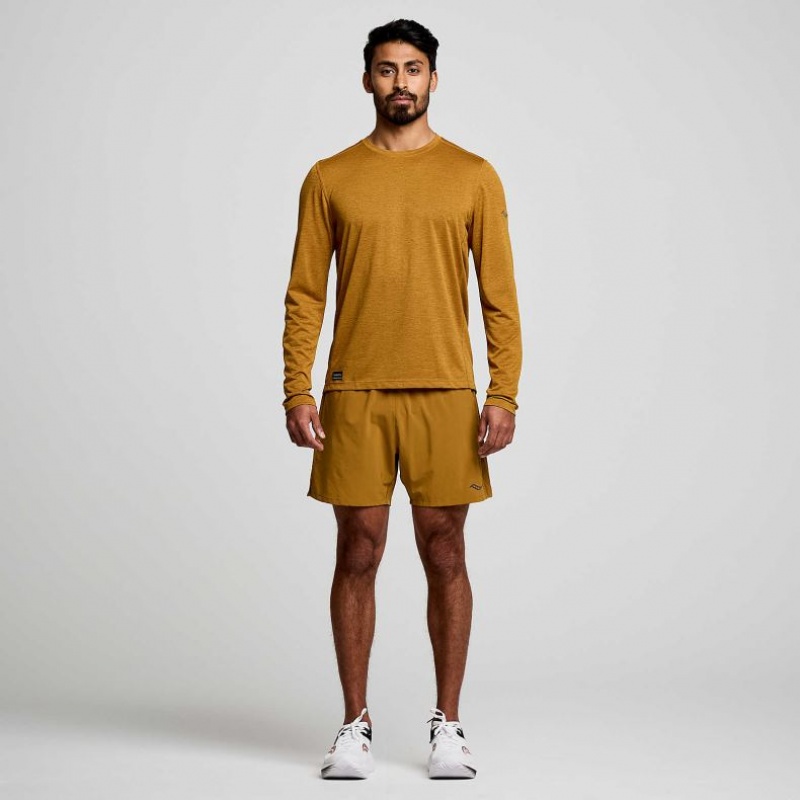 Brown Men's Saucony Stopwatch Long Sleeve T-Shirt | SG-IPFES