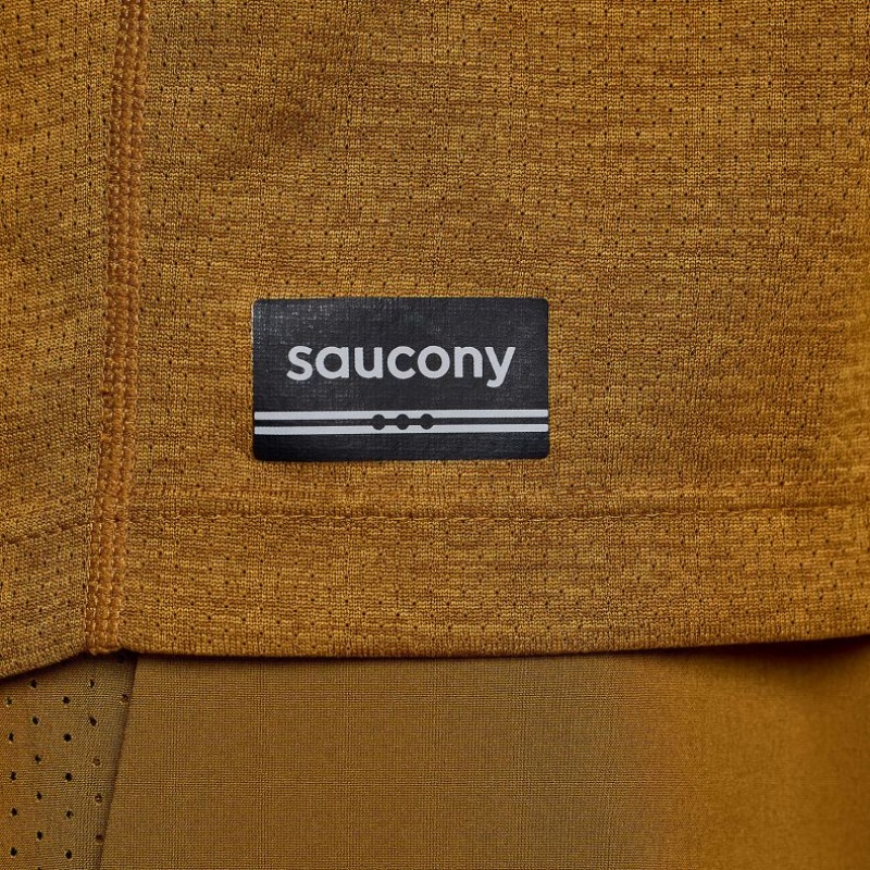 Brown Men's Saucony Stopwatch Long Sleeve T-Shirt | SG-IPFES