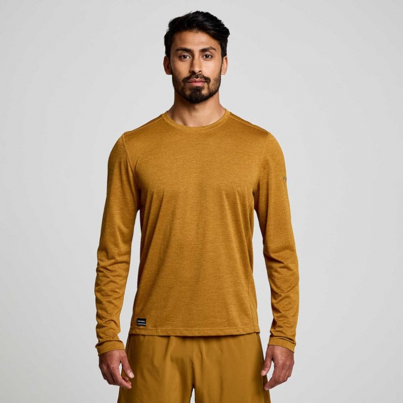 Brown Men\'s Saucony Stopwatch Long Sleeve T-Shirt | SG-IPFES