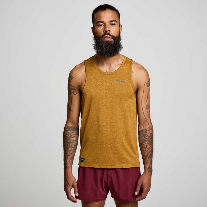 Brown Men\'s Saucony Stopwatch Singlet | SINGAPORE-CFXKJ