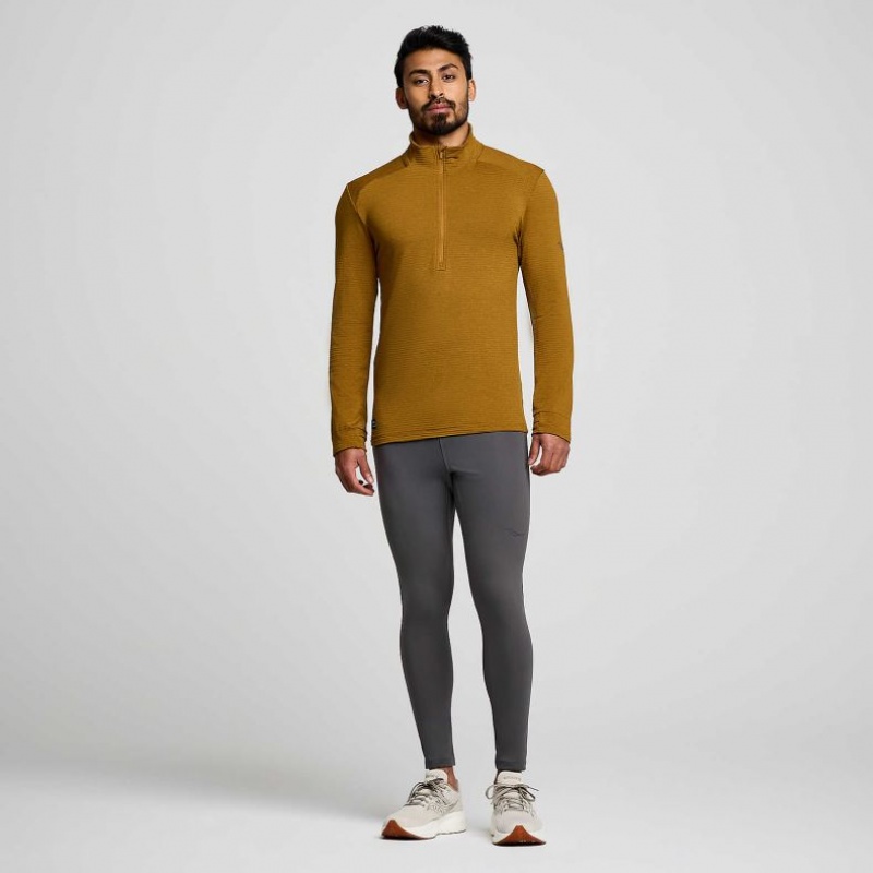 Brown Men's Saucony Triumph 3D 1/2 Zip Sweatshirt | SINGAPORE-XGKWA