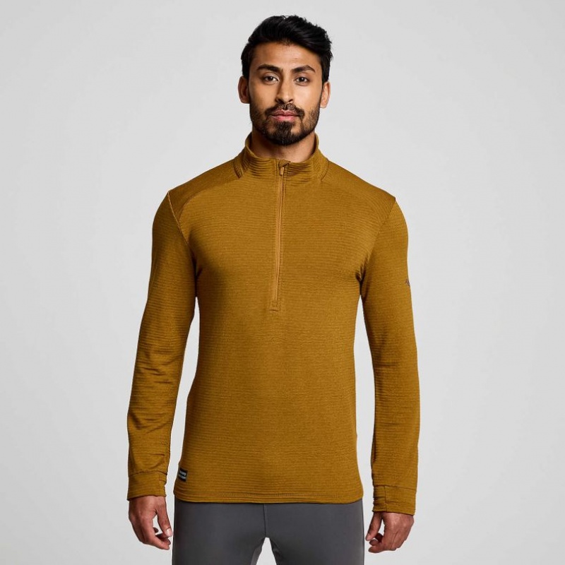 Brown Men\'s Saucony Triumph 3D 1/2 Zip Sweatshirt | SINGAPORE-XGKWA