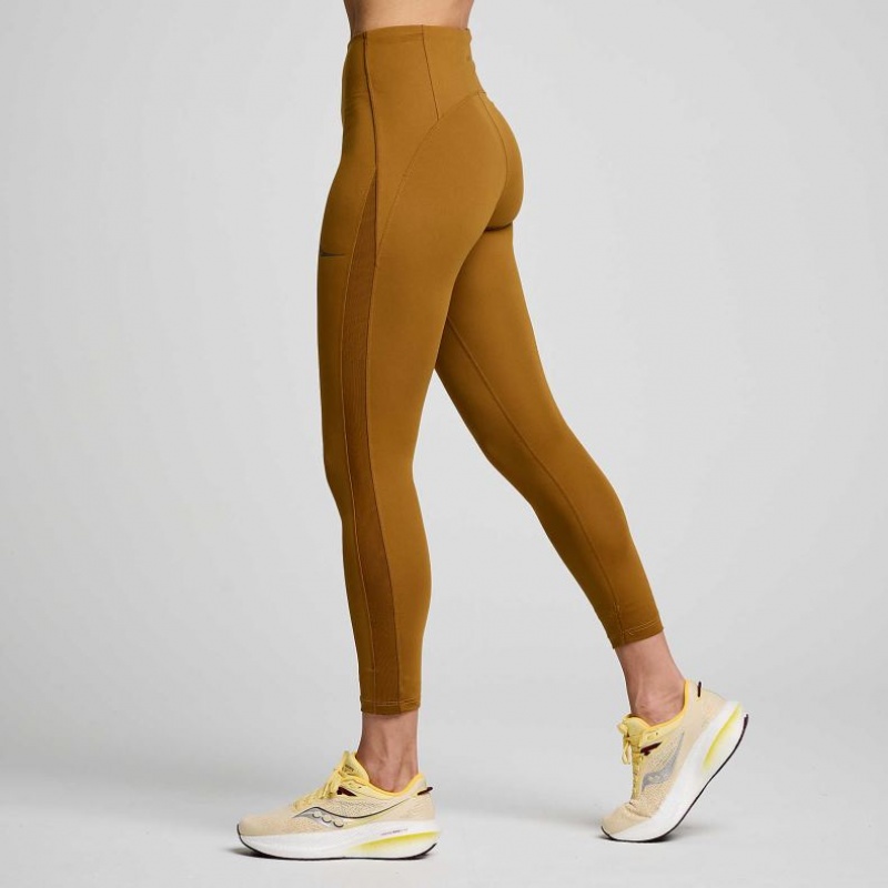 Brown Women's Saucony Fortify Viz Tight | SG-GFDVZ