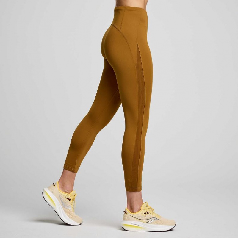 Brown Women's Saucony Fortify Viz Tight | SG-GFDVZ