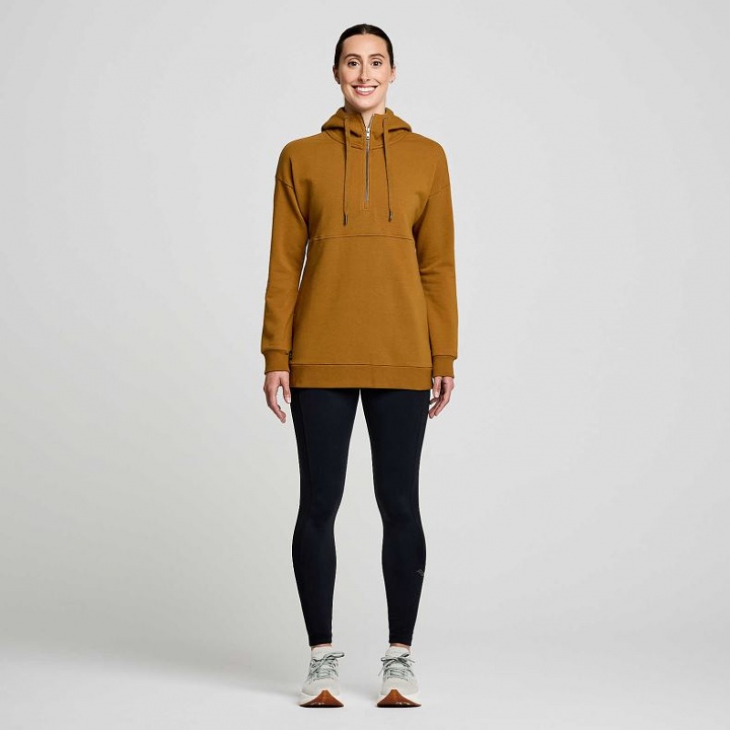 Brown Women's Saucony Recovery Zip Tunic Hoodie | SG-MTUZW