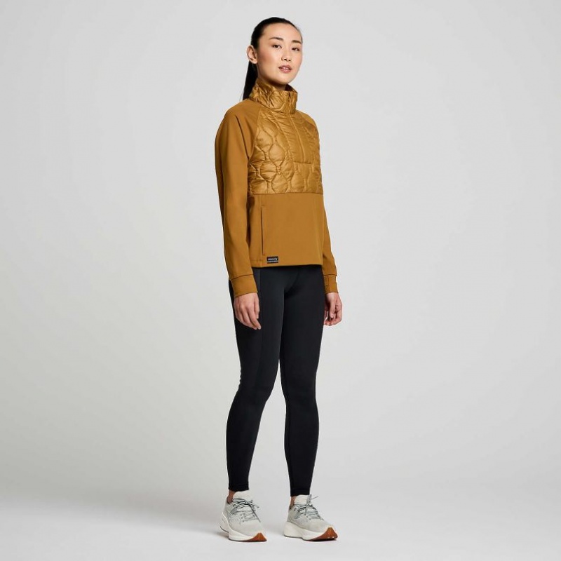 Brown Women's Saucony Solstice Oysterpuff 1/2 Zip Sweatshirt | SINGAPORE-EPLCS