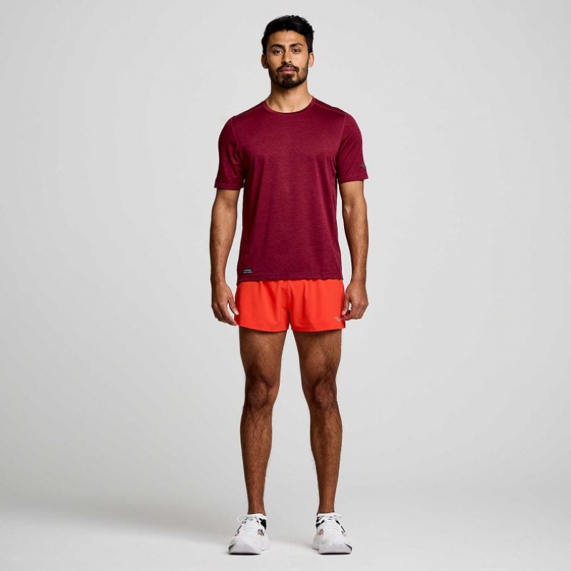 Burgundy Men's Saucony Stopwatch Short Sleeve T-Shirt | SINGAPORE-BQIGU