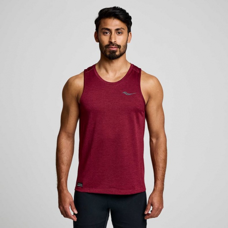 Burgundy Men\'s Saucony Stopwatch Singlet | SINGAPORE-NWTMI