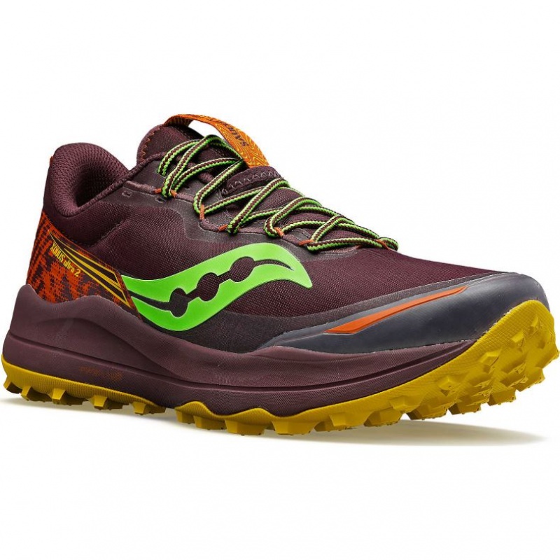 Burgundy Men's Saucony Xodus Ultra 2 Trail Running Shoes | SG-IXMQS