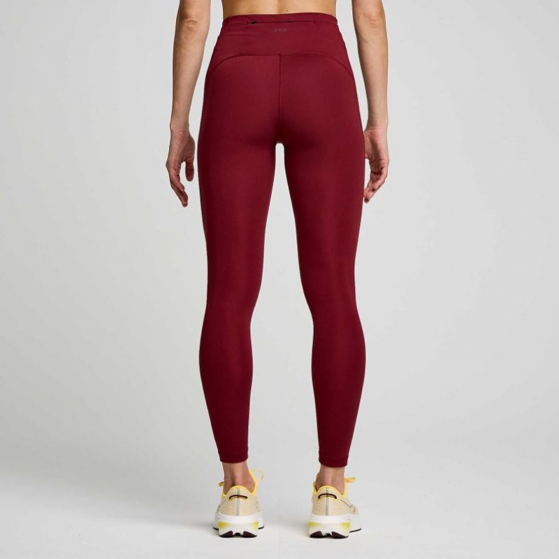 Burgundy Women's Saucony Fortify 7/8 Tight | SINGAPORE-VAOTB