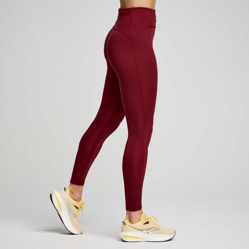 Burgundy Women's Saucony Fortify 7/8 Tight | SINGAPORE-VAOTB