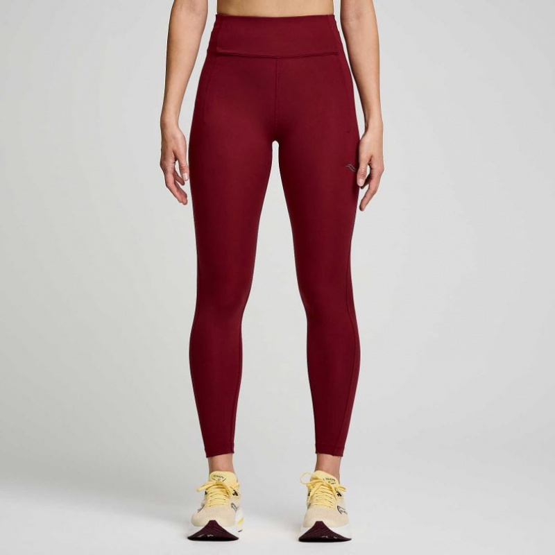 Burgundy Women\'s Saucony Fortify 7/8 Tight | SINGAPORE-VAOTB