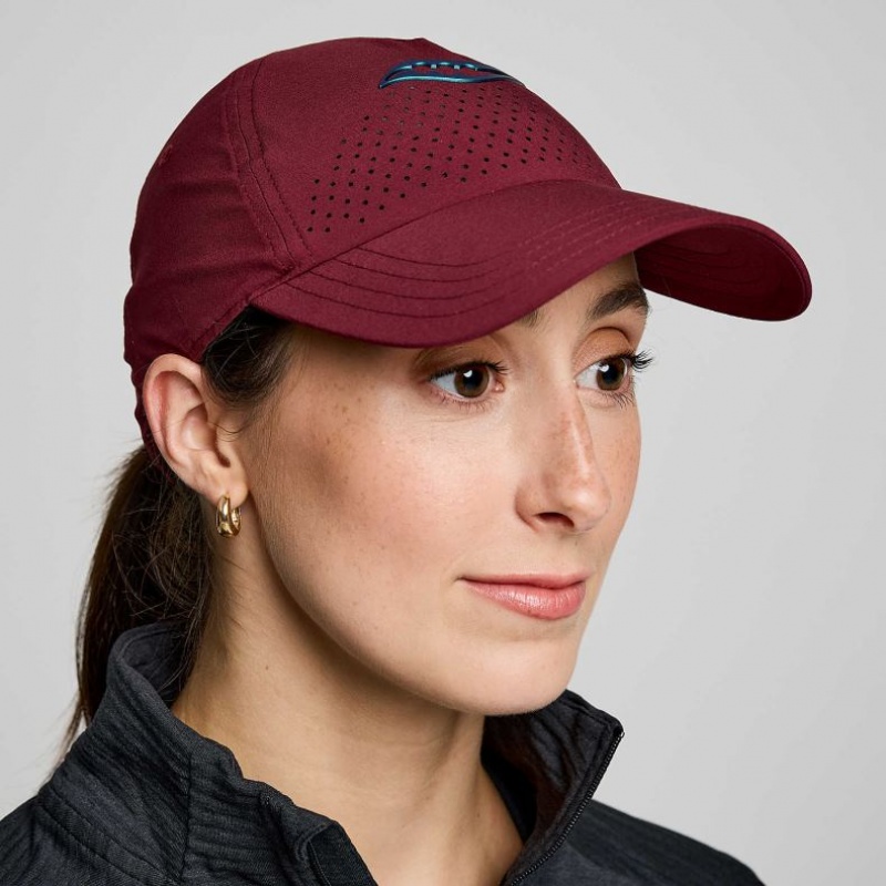 Burgundy Women\'s Saucony Outpace Petite Hat | SG-DFKXV