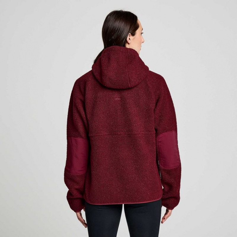 Burgundy Women's Saucony Recovery Sherpa Pullover Hoodie | SINGAPORE-JEVXT