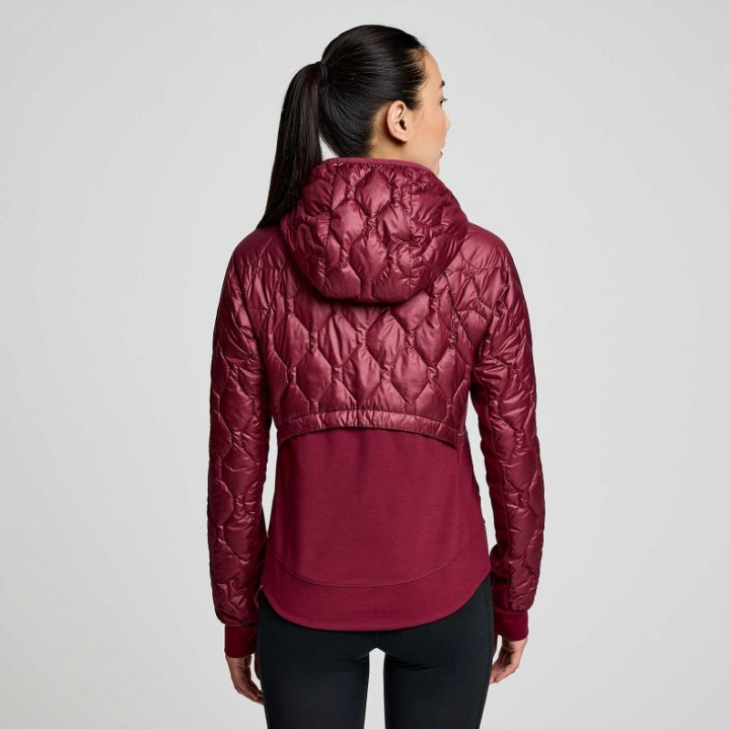 Burgundy Women's Saucony Solstice Oysterpuff Jacket | SG-SGWTD