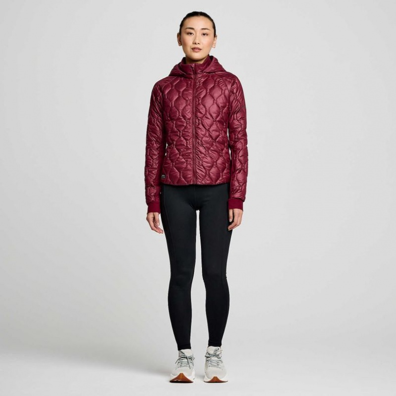 Burgundy Women's Saucony Solstice Oysterpuff Jacket | SG-SGWTD