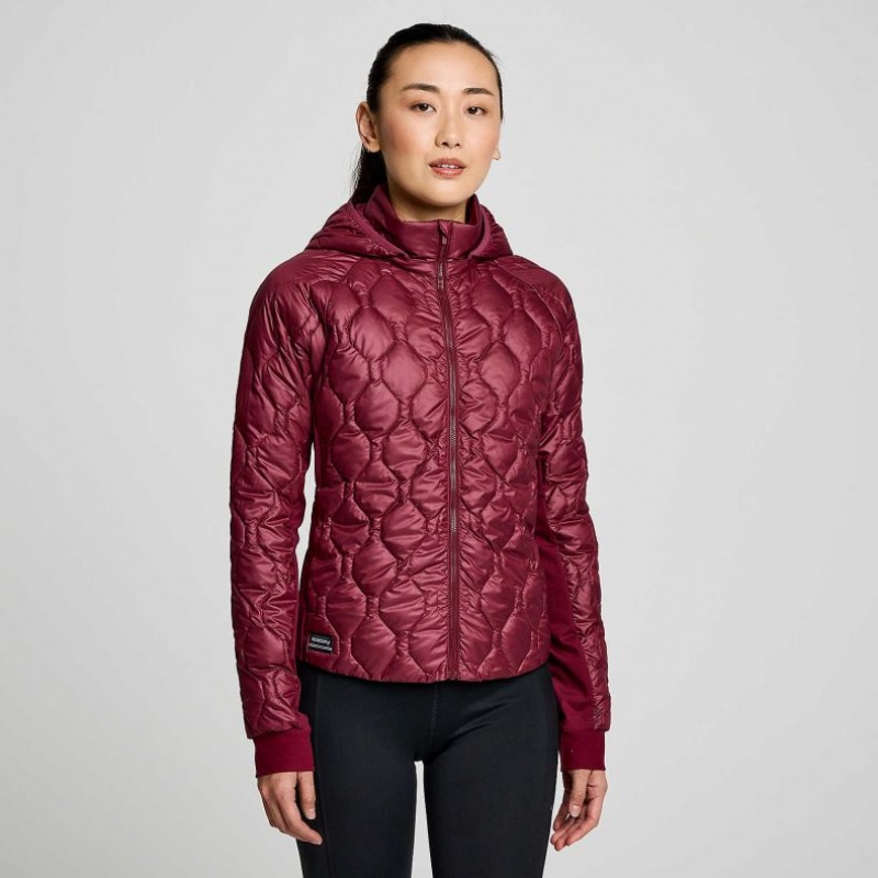 Burgundy Women\'s Saucony Solstice Oysterpuff Jacket | SG-SGWTD