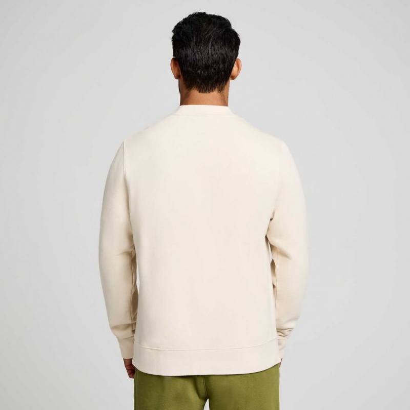 Cream Men's Saucony Recovery Crew Sweatshirt | SINGAPORE-HVFOZ