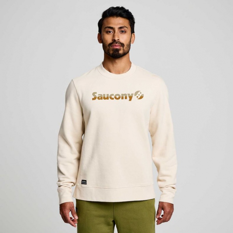 Cream Men\'s Saucony Recovery Crew Sweatshirt | SINGAPORE-HVFOZ