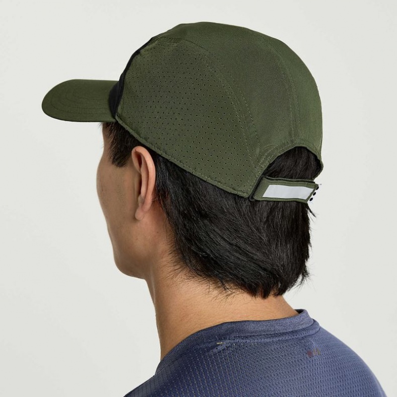 Dark Green Men's Saucony Outpace Hat | SG-BNIHW