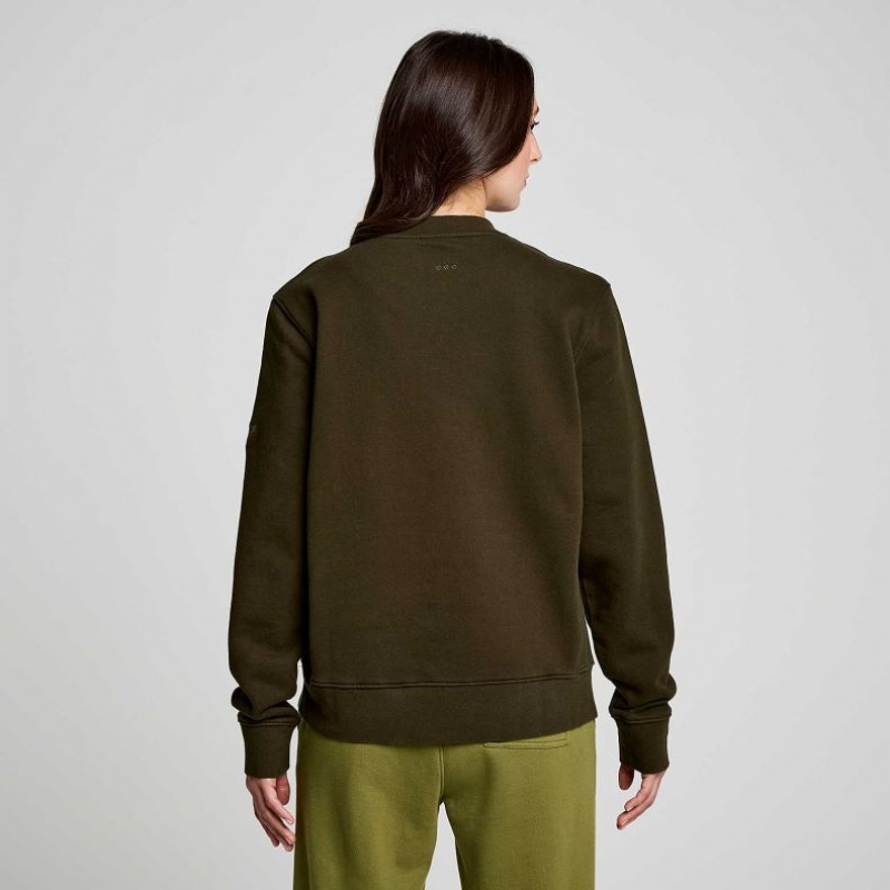 Dark Green Women's Saucony Recovery Crew Sweatshirt | SINGAPORE-VAGEP