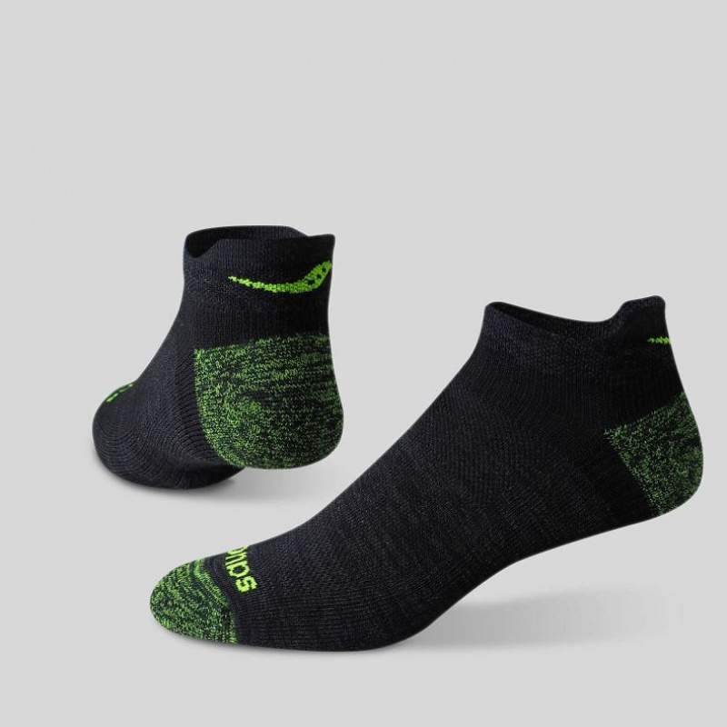 Green / Black Women's Saucony Inferno No Show Tab 3-Pack Socks | SG-NQUHK