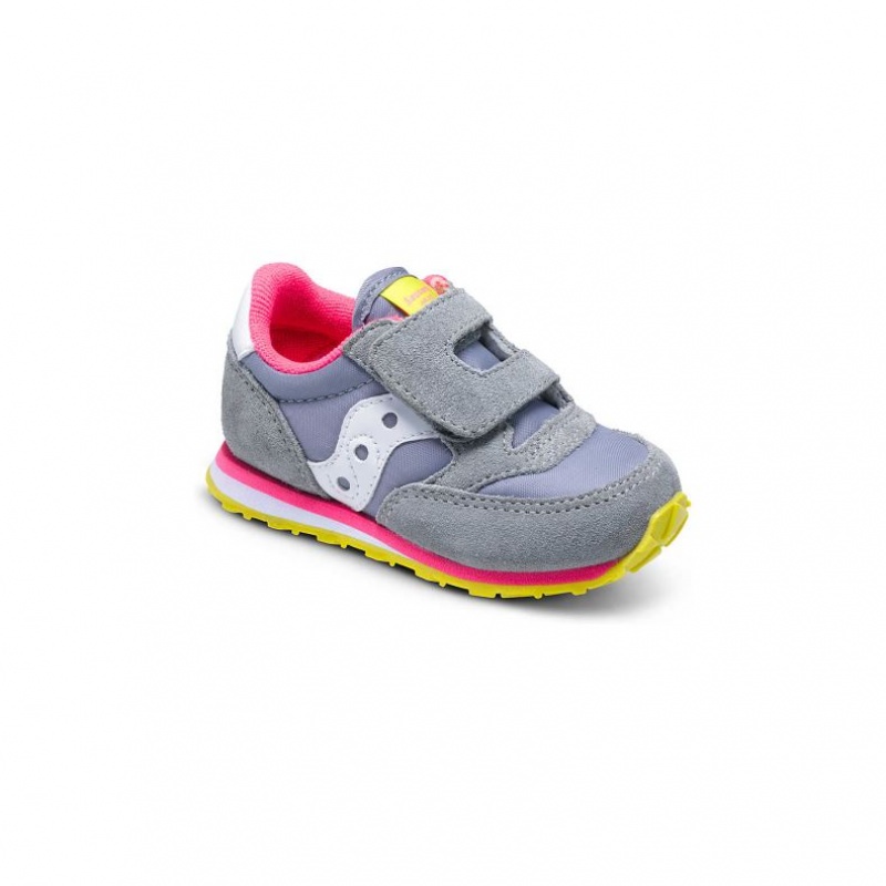 Grey Big Kids' Saucony Jazz Hook & Loop Sneakers | SINGAPORE-AQEUY