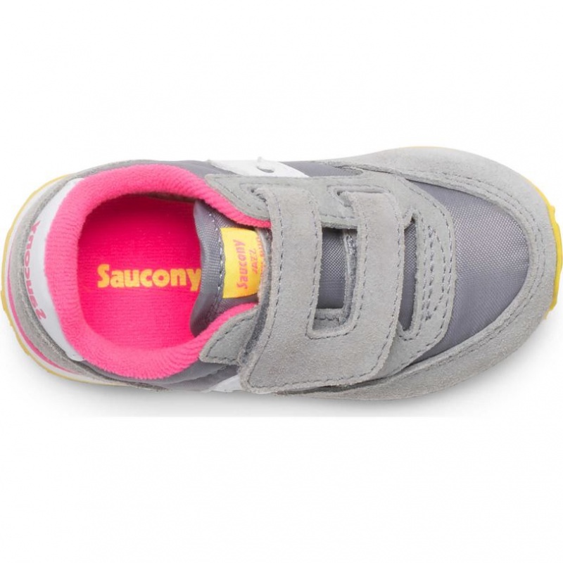 Grey Big Kids' Saucony Jazz Hook & Loop Sneakers | SINGAPORE-AQEUY