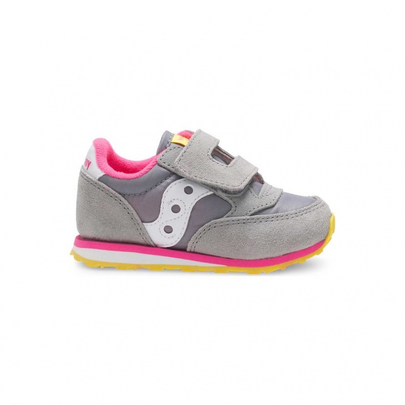 Grey Big Kids\' Saucony Jazz Hook & Loop Sneakers | SINGAPORE-AQEUY