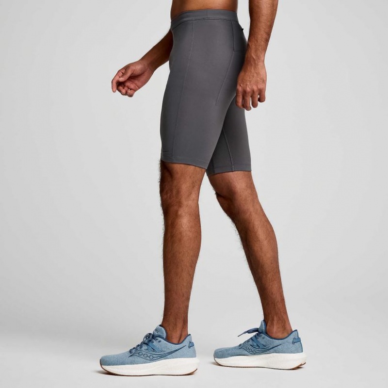 Grey Men's Saucony Fortify Lined Half Tight | SINGAPORE-EBWRV