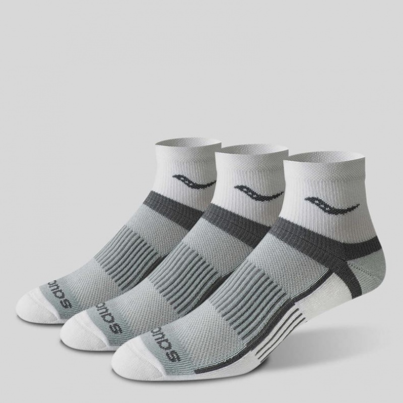 Grey Men's Saucony Inferno Quarter 3-Pack Socks | SG-DCQIB