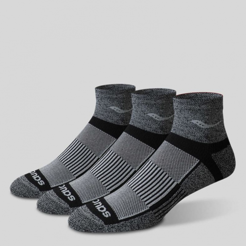 Grey Men's Saucony Inferno Quarter 3-Pack Socks | SINGAPORE-CIELT