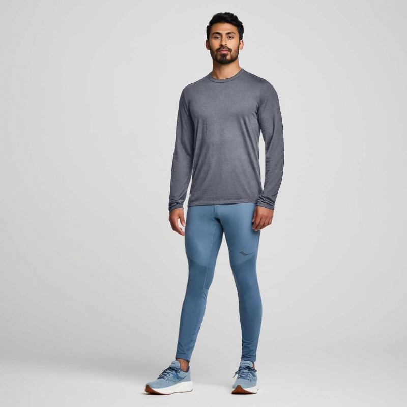 Grey Men's Saucony Peregrine Merino Long Sleeve T-Shirt | SINGAPORE-OLSDJ