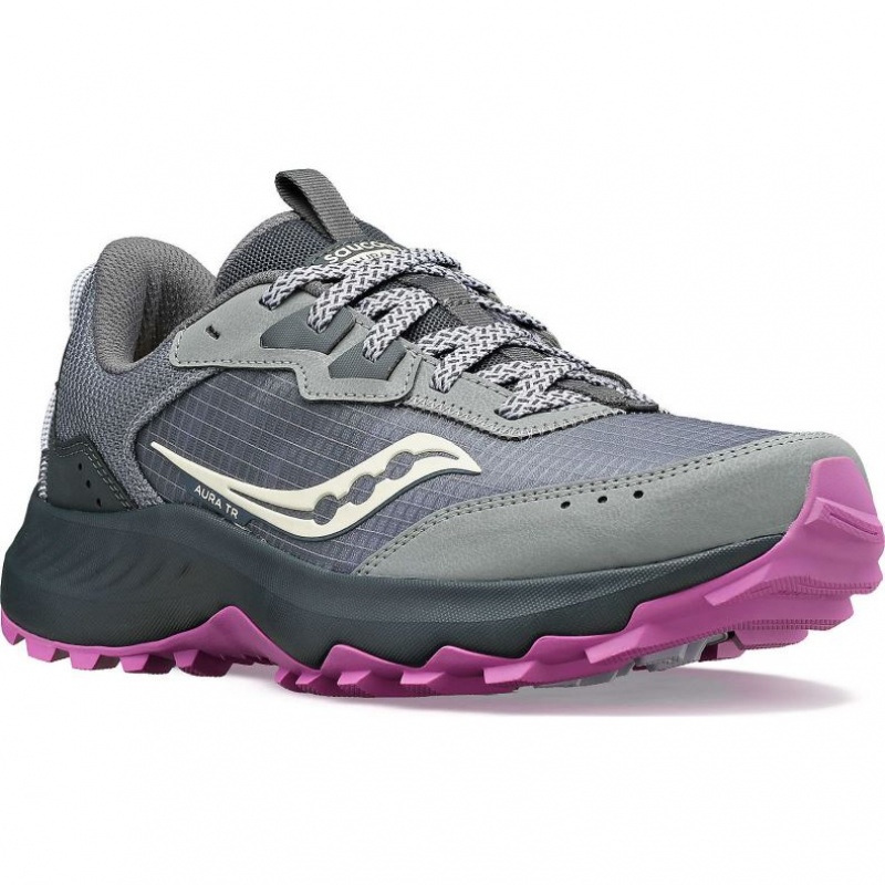 Grey Women's Saucony Aura TR Trail Running Shoes | SG-QKPNM