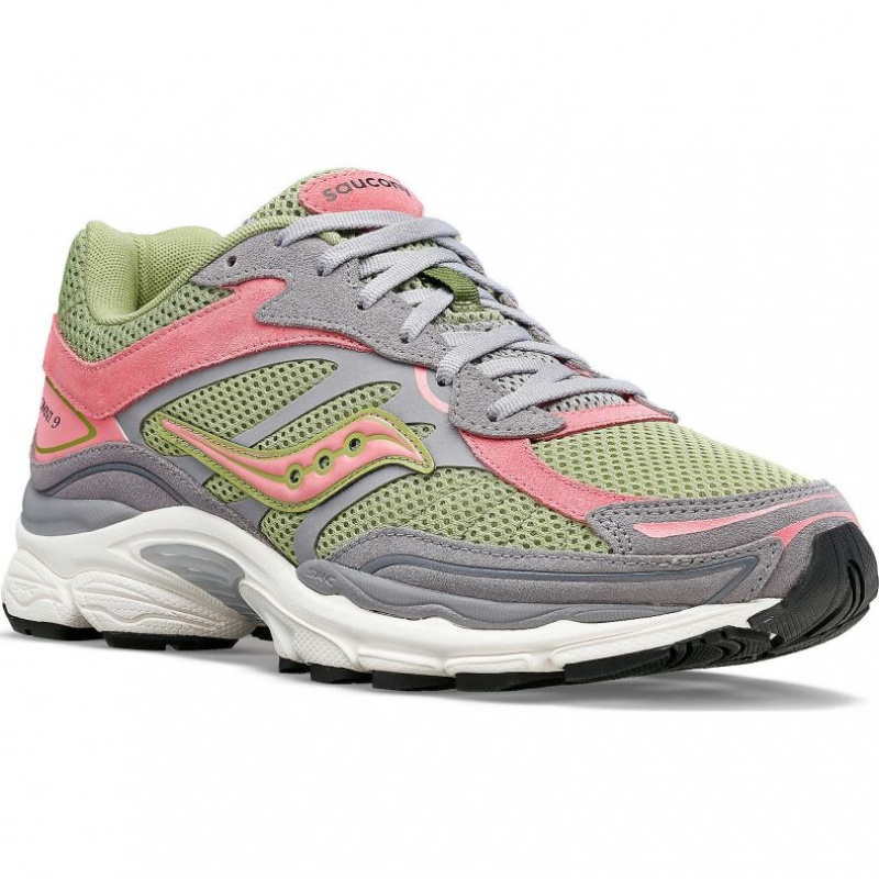 Grey / Green / Pink Men's Saucony ProGrid Omni 9 Premium Sneakers | SINGAPORE-ECVNA