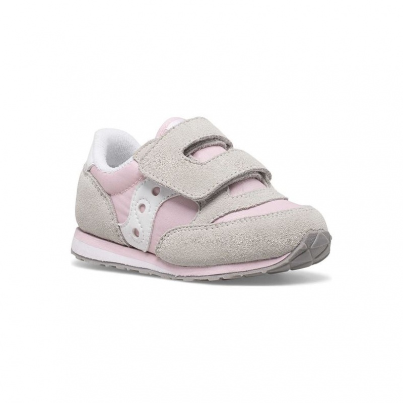 Grey / Pink Little Kids' Saucony Baby Jazz Hook & Loop Sneakers | SG-GLVOI