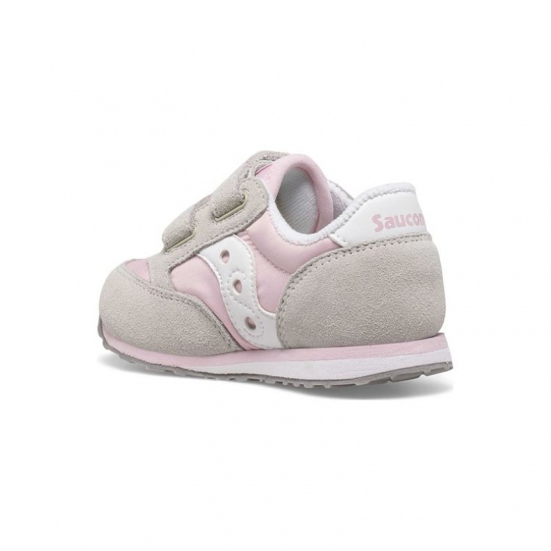 Grey / Pink Little Kids' Saucony Baby Jazz Hook & Loop Sneakers | SG-GLVOI