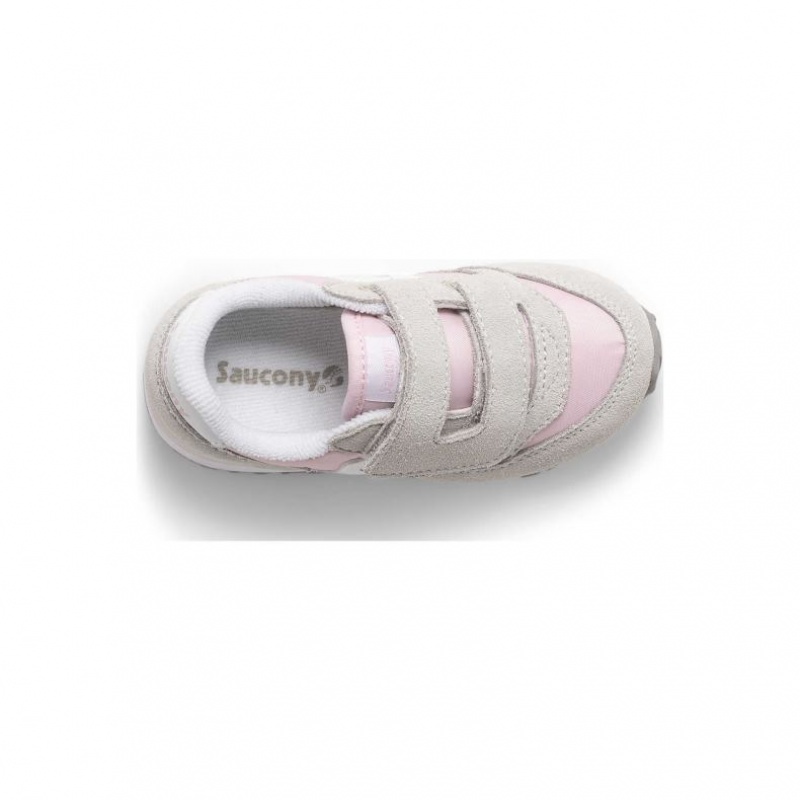 Grey / Pink Little Kids' Saucony Baby Jazz Hook & Loop Sneakers | SG-GLVOI