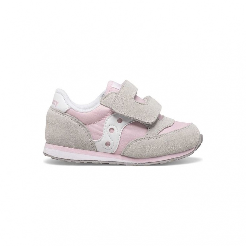 Grey / Pink Little Kids\' Saucony Baby Jazz Hook & Loop Sneakers | SG-GLVOI