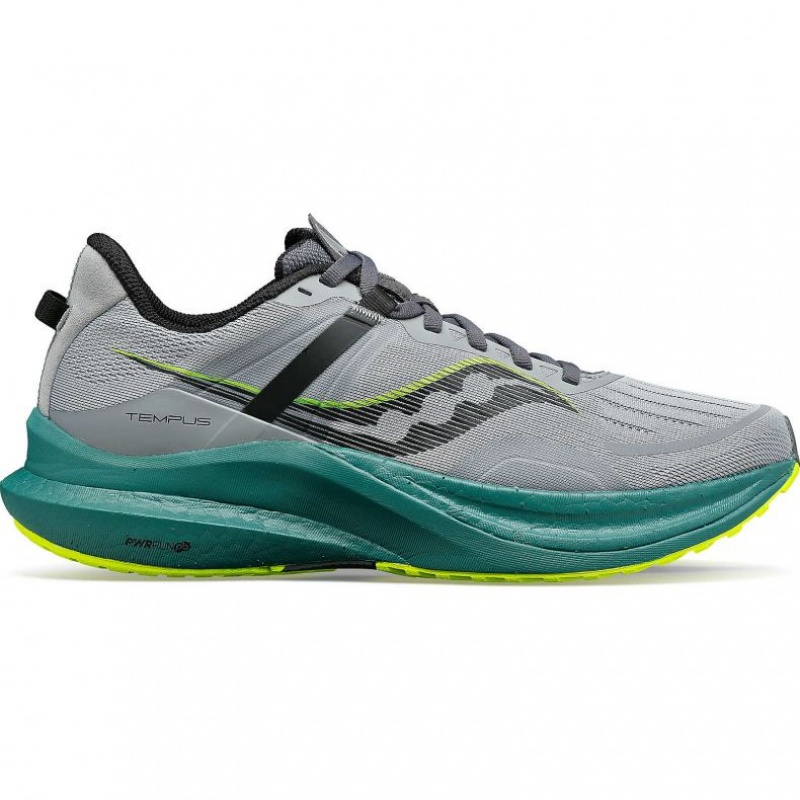 Grey / Turquoise Men\'s Saucony Tempus Wide Running Shoes | SINGAPORE-IUAXY