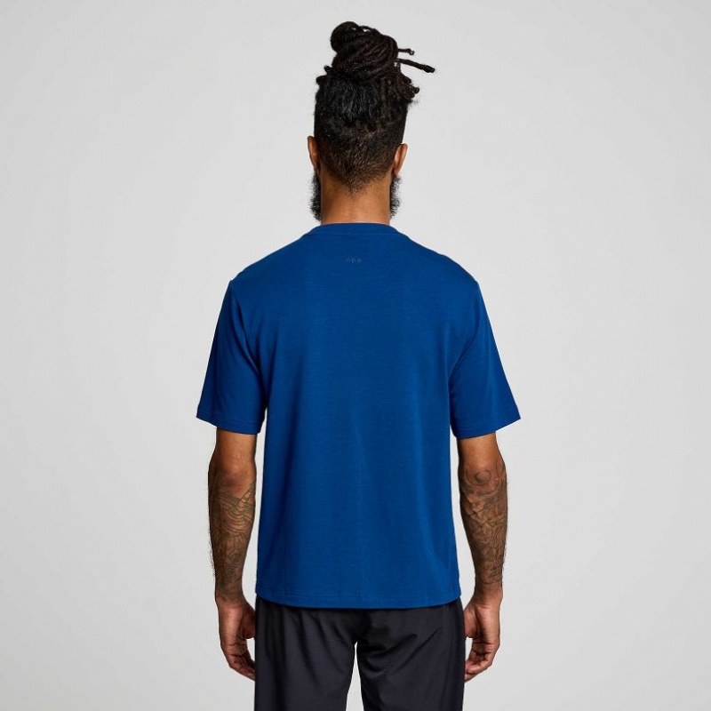 Indigo Men's Saucony Recovery Short Sleeve T-Shirt | SG-ZNPHU