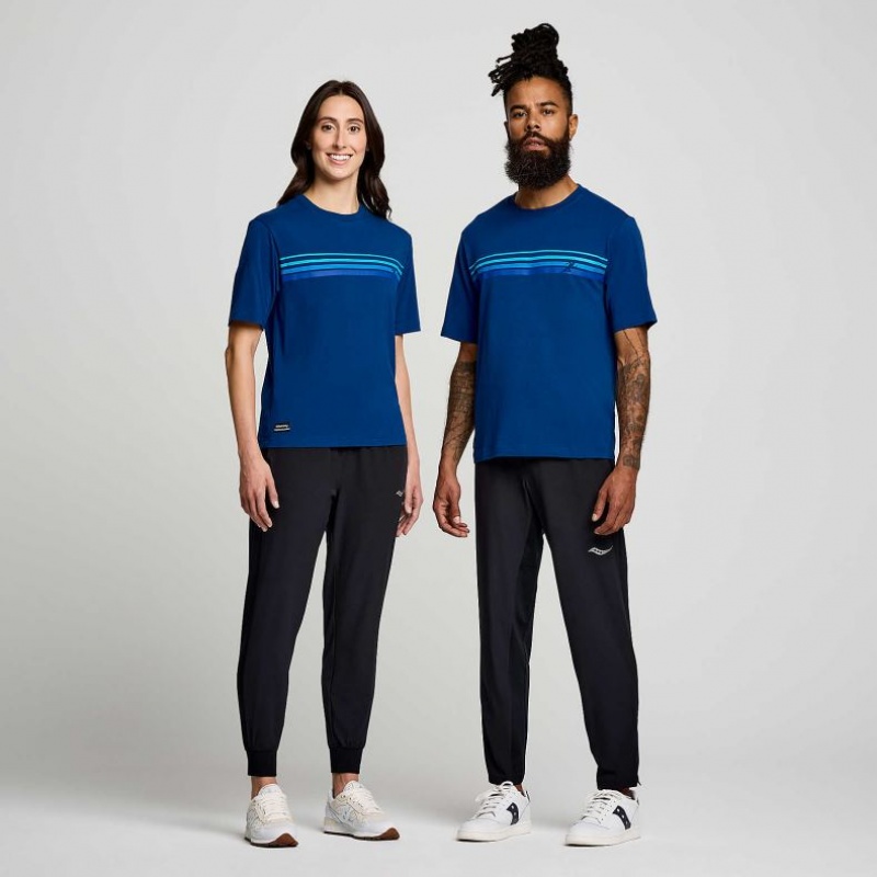 Indigo Men's Saucony Recovery Short Sleeve T-Shirt | SG-ZNPHU