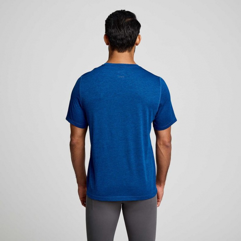 Indigo Men's Saucony Stopwatch Graphic Short Sleeve T-Shirt | SG-AHPFI