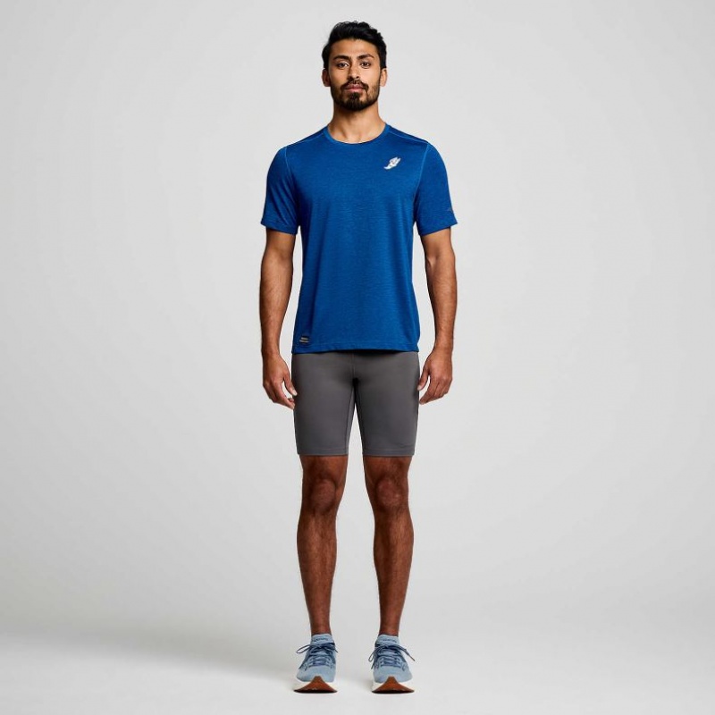 Indigo Men's Saucony Stopwatch Graphic Short Sleeve T-Shirt | SG-AHPFI